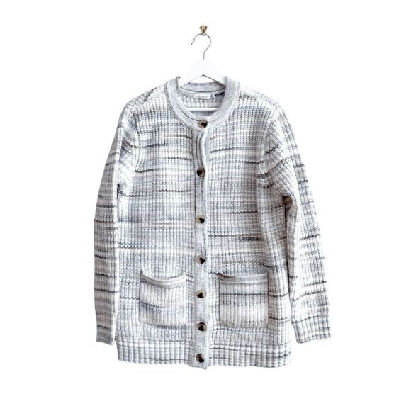 Shoedazzle Womens Wool Blend Biggie Spacedye Cardigan Sweater Blue Beige Small - Picture 1 of 8